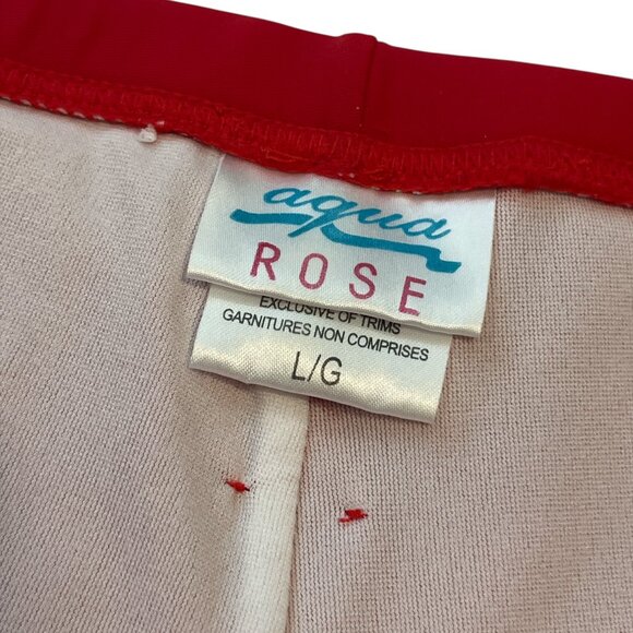 AQUA ROSE Bathing Suit Boy Shorts Bottoms Size Large Red Buckle Detail Belt Loop - Picture 7 of 13